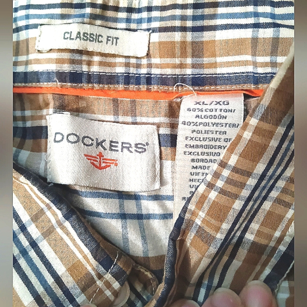 Docker button down plaid shirt